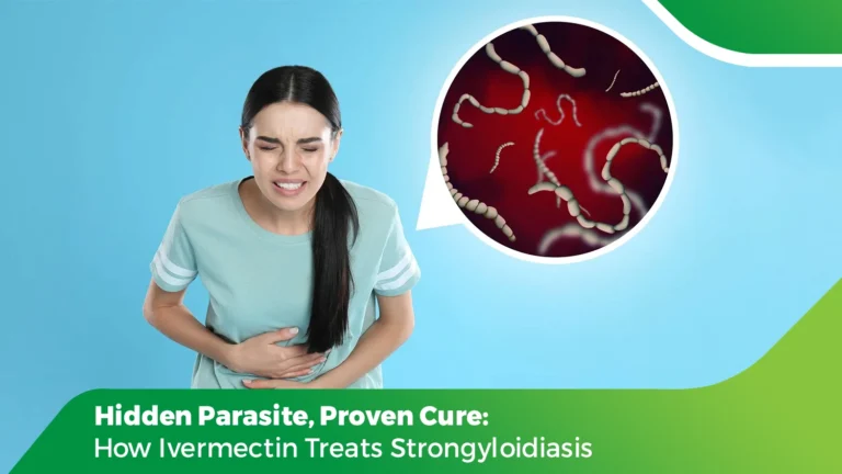 Microscopic parasite causing strongyloidiasis being treated effectively with ivermectin medication, showing relief from hidden infection