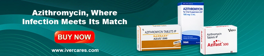 Azithromycin products for tonsil infections with buy now banner
